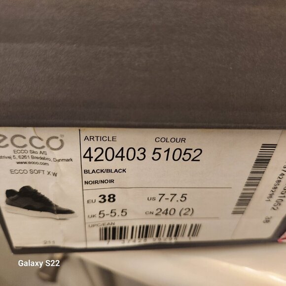 ECCO "Soft X" Black Leather Sneakers. NIB. Customer return. Size EU 38/US 7-7.5 - Picture 9 of 11